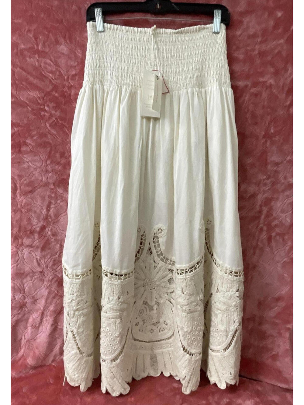 $328 NWT Anthropologie Love The Label Boho Crochet Hem Maxi Skirt Size XS/S/Med*